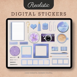 Realistic Digital Stickers, Mock up Stickers, Widgets Stickers for GoodNotes, Mood Board Digital Sticker Bundle, Goodnotes iPad Stickers