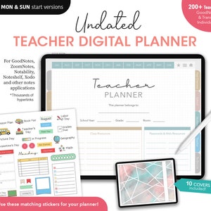 Undated Digital Teacher Planner GoodNotes, Teacher Digital Planner, Lesson Planner Digital, Classroom Roster, Academic Teacher Planner,