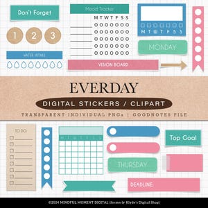 Daily Life Digital Stickers for GoodNotes iPad Planner Journal Sticker Set Everyday Digital Stickers Pack for Digital Planning Journaling