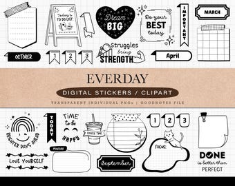 Daily Life Digital Stickers for GoodNotes iPad Planner Journal Sticker Set Everyday Digital Stickers Pack for Digital Planning Journaling