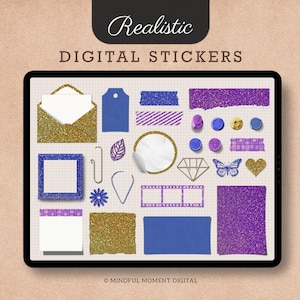 Purple Violet Digital Stickers Mood Board for GoodNotes iPad Planner Journal Sticker Pack Lavender Aesthetic Clipart for Digital Planning