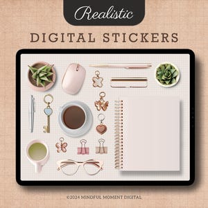 Charms Pegatinas digitales realistas Pegatinas GoodNotes Diario digital Pegatinas para Bullet Journal digital Pegatinas para tableros de estado de ánimo Pegatinas para escritorio