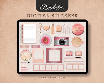 Rosa Stimmungsbrett-Digital-Aufkleber PNG Clipart für GoodNotes iPad Planner Journal Sticker Pack Sommerästhetik Rosa Digital-Aufkleber