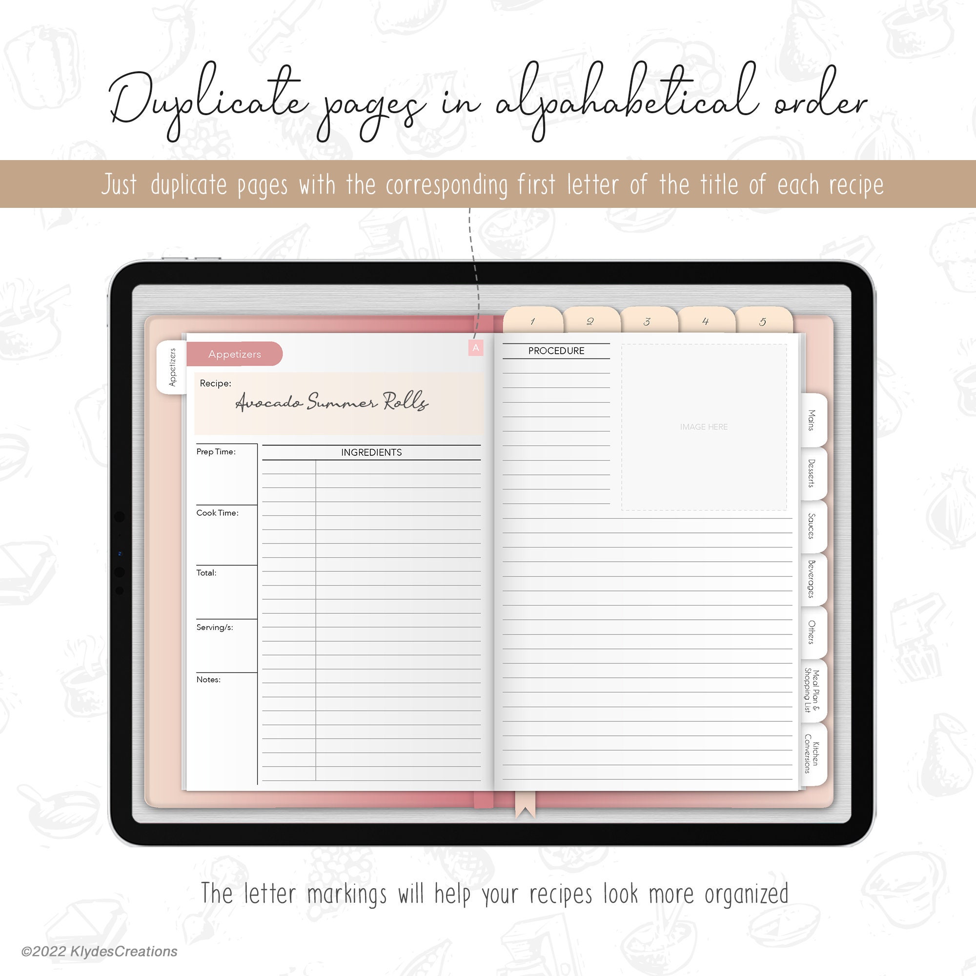 Digital Recipe Book Goodnotes, Goodnotes Recipe, Recipe Journal Goodnotes, Goodnotes Meal ...