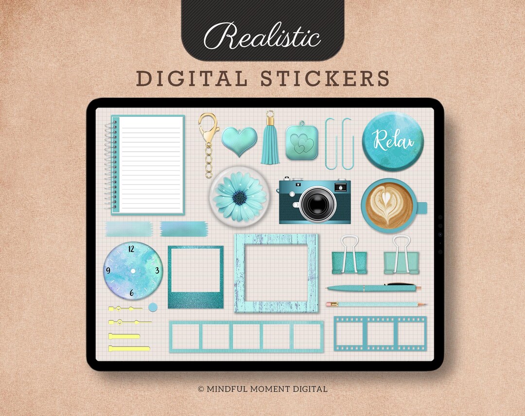Realistic Digital Stickers, Mock up Stickers, Widgets Stickers for ...