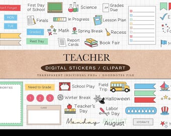 Teacher Digital Planner Stickers for GoodNotes iPad Organizer Classroom Sticker Pack Digital School Planner Icons Labels School Stickers