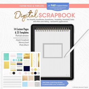Digital Scrapbook Template, Memory Book for GoodNotes, Digital Photo Album, Scrapbooking Journal, Instant Download, Digital Journal Template