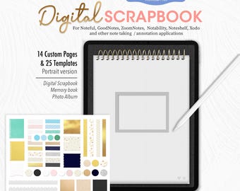 Modèle de scrapbooking numérique, livre de souvenirs pour GoodNotes, album photo numérique, journal de scrapbooking, téléchargement immédiat, modèle de journal numérique
