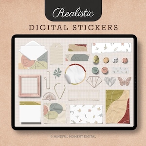 Boho digitale planner stickers realistisch moodboard PNG voor GoodNotes iPad Journal sticker Pack Boho clipart digitale planning Boho stickers