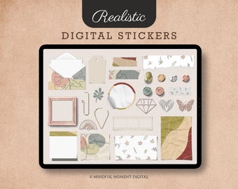 Boho Digital Planner Stickers Realistic Mood Board PNG for GoodNotes iPad Journal Sticker Pack Boho Clipart Digital Planning Boho Stickers