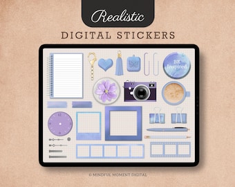 Realistische digitale Aufkleber, Mock-up-Aufkleber, Widgets-Aufkleber für GoodNotes, Stimmungsbrett-Digital-Aufkleber-Bundle, Goodnotes iPad Aufkleber