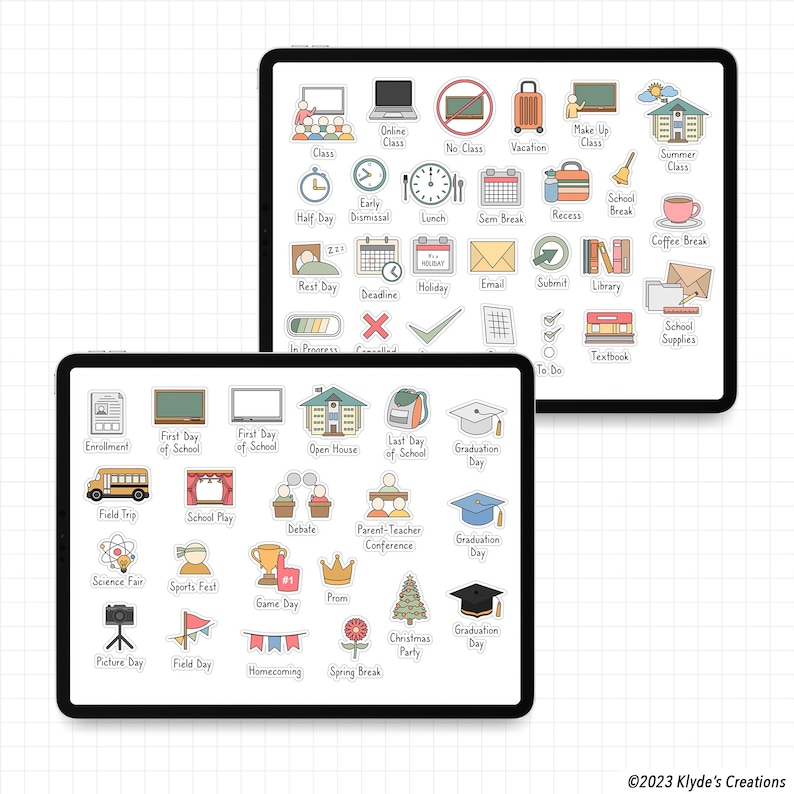 School Digital Planner Stickers for Goodnotes iPad Journal Sticker Pack ...