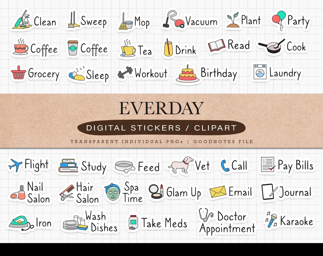 Daily Life Digital Stickers for Goodnotes iPad Planner Journal Sticker ...