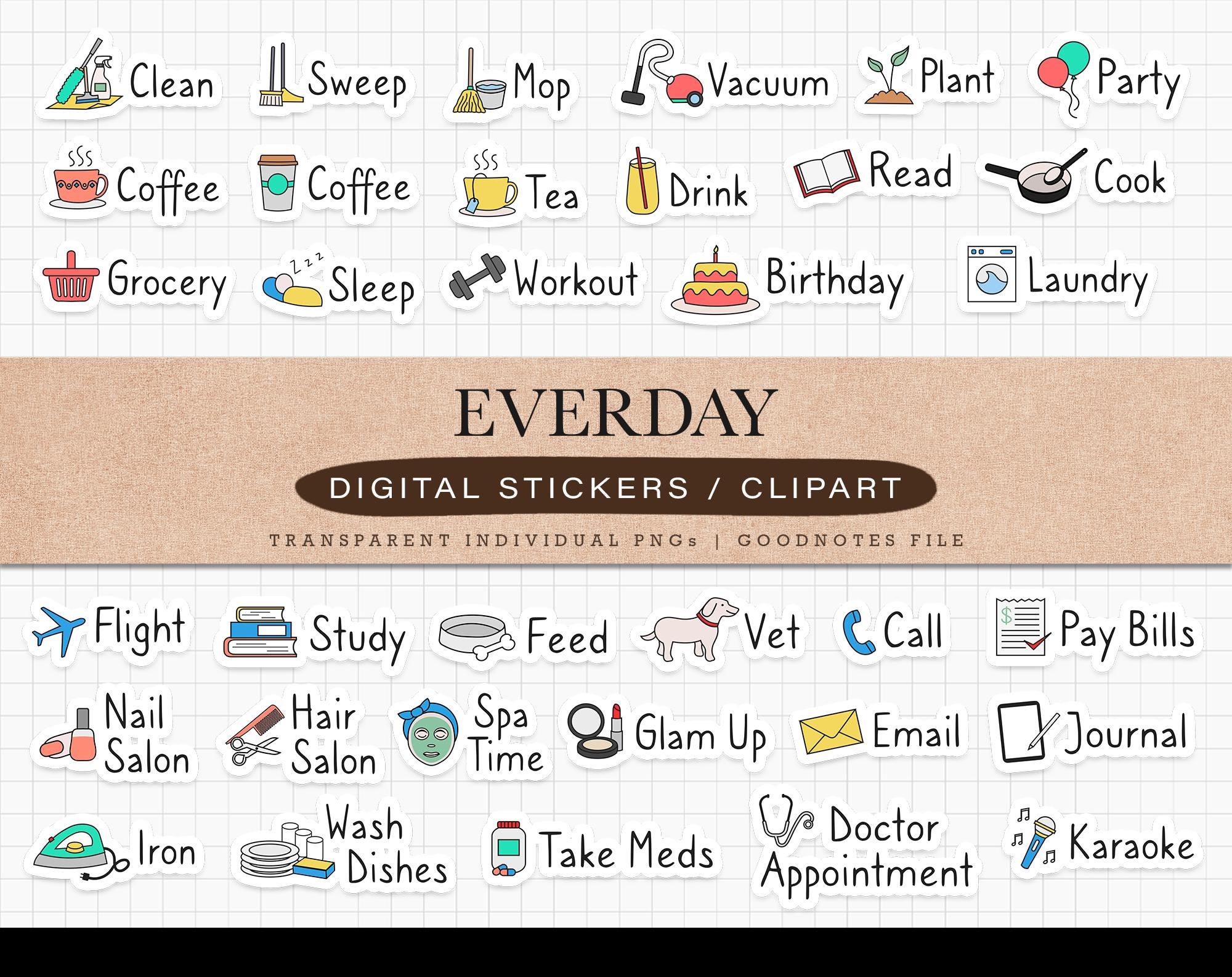 Daily Life Digital Stickers for Goodnotes iPad Planner Journal Sticker ...