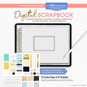 Digital Scrapbook Template, Memory Book for GoodNotes, Digital Photo Album, Scrapbooking Journal, Instant Download, Digital Journal Template
