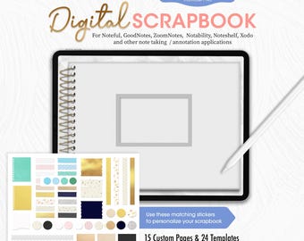 Digital Scrapbook Template, Memory Book for GoodNotes, Digital Photo Album, Scrapbooking Journal, Instant Download, Digital Journal Template