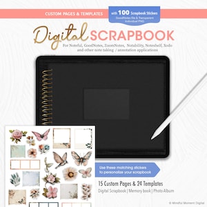 Digitales Scrapbook Template, Erinnerungsbuch für GoodNotes, digitales Fotoalbum, Scrapbooking Journal, Sofortiger Download, Digital Journal Template