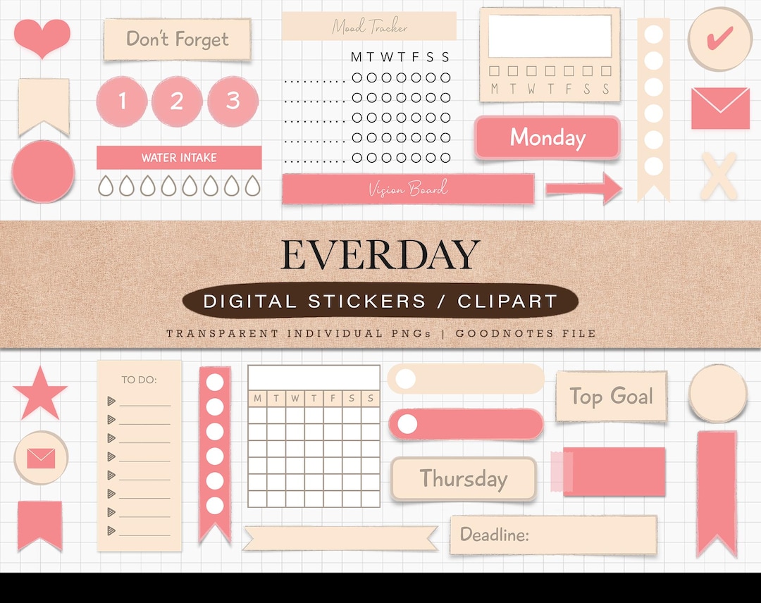 Daily Life Digital Stickers for Goodnotes iPad Planner Journal Sticker ...