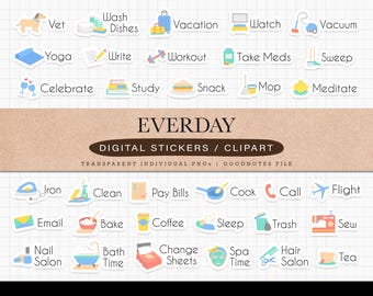 Daily Life Digital Stickers for GoodNotes iPad Planner Journal Sticker Set Everyday Digital Stickers Pack for Digital Planning Journaling