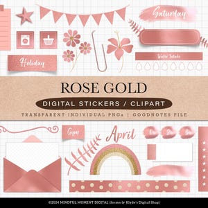 Rose Gold Glitter Digital Stickers: GoodNotes Planner (Digital Download)