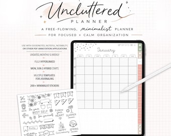 Digital Planner Undated, iPad & Android Planner, GoodNotes Calendar, Daily Weekly Monthly Journal with Stickers, iPad Planner for 2026 2027