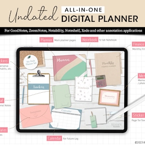 Undated Digital Planner: GoodNotes, Notability, iPad (PDF)