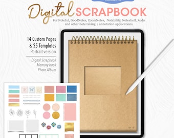 Digital Scrapbook Template, Memory Book for GoodNotes, Digital Photo Album, Scrapbooking Journal, Instant Download, Digital Journal Template