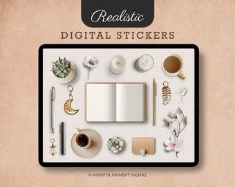 Boho Desk Digital Stickers for GoodNotes iPad Planner Journal Sticker Pack Realistic Desk Clipart for Digital Planning Boho Stickers Set