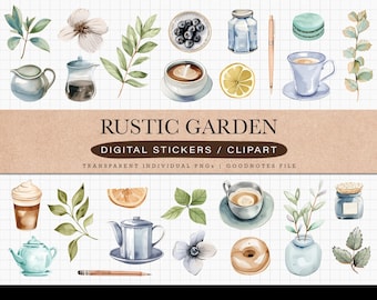 Garden Digital Stickers Boho for GoodNotes iPad Planner Journal Sticker Pack Botanical Floral Clipart Digital Planning Boho Digital Stickers