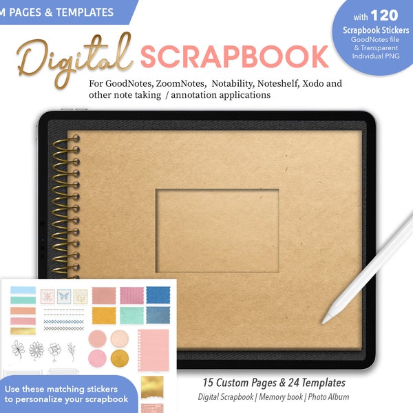 Digital Scrapbook | Memory Book | Photo Album | Memory Keeper w/ Digital Stickers for GoodNotes, Notability, ZoomNotes, Noteshelf, Xodo