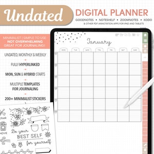 Undated Digital Planner: Hyperlinked, GoodNotes iPad Planner (PDF)