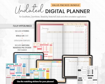Undated Digital Life Planner: GoodNotes, Notability, Xodo (Digital Download)