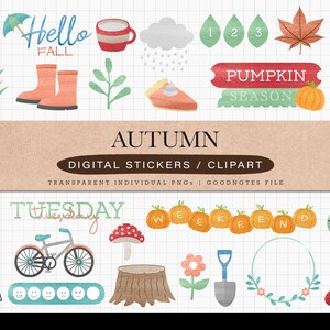 Autumn Digital Stickers: Fall GoodNotes Planner (PNG, GoodNotes File)