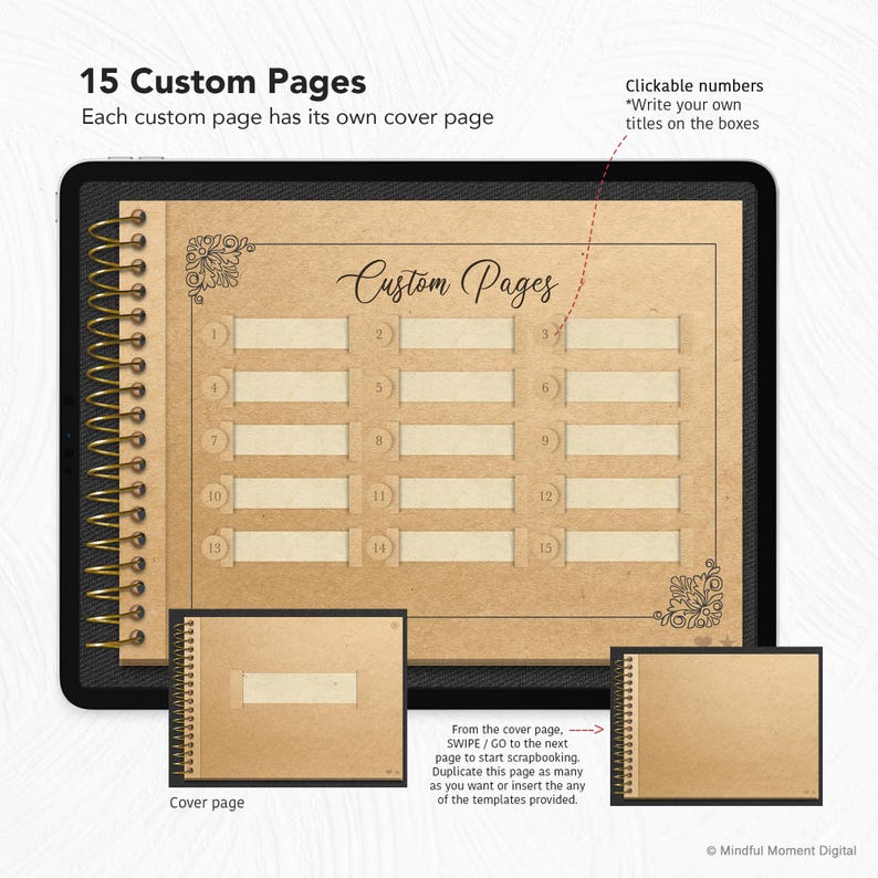 Digital Scrapbook Template, Memory Book for GoodNotes, Digital Photo Album, Scrapbooking Journal, Instant Download, Digital Journal Template image 5