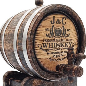 Whiskyfass 1 - 15L, Eichenfass, Personalisiertes Whisky-Wein-Rum-Fass, Bourbonfass aus Holz, Geschenk für Ihn Dad Husband Cask