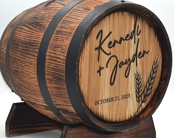 Wedding Barrel Card Box 10L,Personalized Oak Whisky Barrel Box,Wedding Gift, Anniversary Gift,Rustic Decor,Whiskey Rum Barrel 1-2-3-5-10-15L