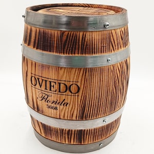 Caixa de cartão de barril de casamento 5l, caixa personalizada de barril de uísque de carvalho, suporte de cartão de evento de barril de vinho, livro de visitas de recepção de decoração de casamento rústico