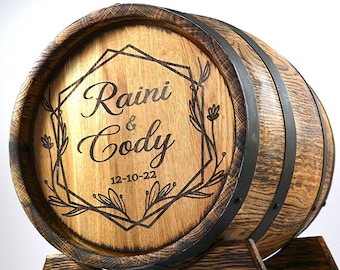 Wedding Wine Barrel Card Box 10L-20L, Personalized Oak Whiskey Barrel Holder with Lock, Barrel Card Box, Rustic Decor Card Holder Guest Book