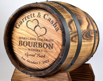 Wedding Barrel Card Box 10L, Personalized Oak Whiskey Barrel Box, Wine Barrel Event Card Holder, Rustic Wedding Decor Reception Rum Barrel