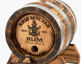 Pirate Barrel Rum Barrel, Custom Whisky-Wine-Beer-Tequila Barrel, Personalized Bourbon Barrel, Gift for Him Dad, Husband Cask, Whiskey Keg