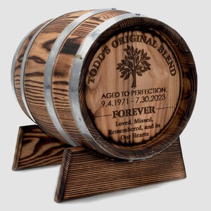 Whisky-Fass-Urne - 3L Eichen-Einäscherungs-Urne für menschliche Asche, Haustier- oder Erwachsenen-Gedenkurne, einzigartiges Holzfass-Andenken, benutzerdefinierte Beerdigung Tribut, Vater