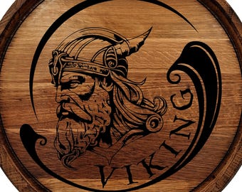 Personalisierte Wikinger Eiche Whisky Fass Kopf Schild, Benutzerdefinierte Wand Bourbon-Rum-Bier-Wein Fass Deckel, Vintage Barrel Top rustikale Hausbar Dekor