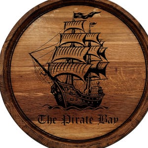 Gepersonaliseerde eiken whisky piraten vat bord, aangepaste houten muur bourbon vat deksel, vintage rum vat top, uniek rustiek huis-bar decor