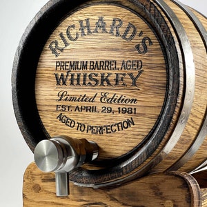 Personalized Whiskey Barrel 1-2-3-5-10-15L, Whisky-Wine-Rum Barrel Wooden Bourbon Barrel Gift for Men Him Dad Husband Rum lover Oak Cask Keg