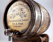 Whiskey Barrel 1-2-3-5-10-15L, Anniversary Gift, Wooden Wedding Whisky-Wine-Rum Barrel, Bourbon Cask Gift for Men Him Dad Husband Oak Keg