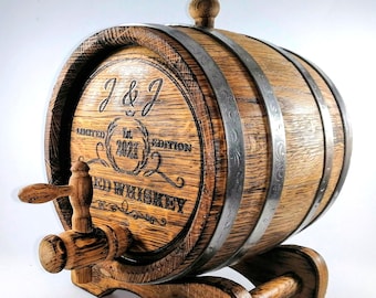 Barril de roble, barril de whisky personalizado 1-2-3-5-10-15L, barril de whisky-vino-ron personalizado, barril de bourbon de madera, regalo para él papá marido barrica