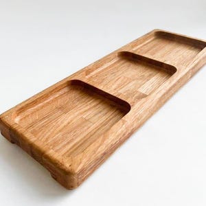 Personalized Divided Wooden Snack Platter – 3/4 Compartments – Solid Oak, Rustic Oak Serving Tray, Snack Plate, Serving Dish, Handmade Board