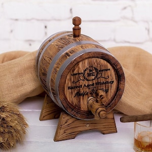 Oak Barrel, Personalized Mini Whiskey Barrel 1L-2L, Custom Wooden Barrel For Rum Bourbon Wine, Wood Whisky Cask Wood Gift for Him-Dad-Friend
