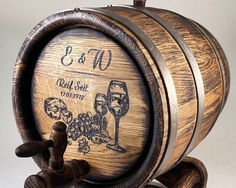 Eiche Weinfass 1-2-3-5-10-15L, Whisky-Wein-Rum Fass Holz Bourbon Fass Geschenk für Männer Him Dad Ehemann Rum Liebhaber Eichenfass