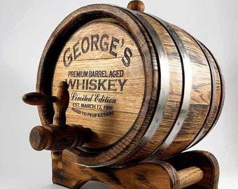 Personalized Oak Whiskey Barrel 1-2-3-5-10-15L, Whisky-Wine-Rum-Bourbon-Beer-Tequila Barrel, Gift for Men Him Dad Husband Oak Cask Wood Keg